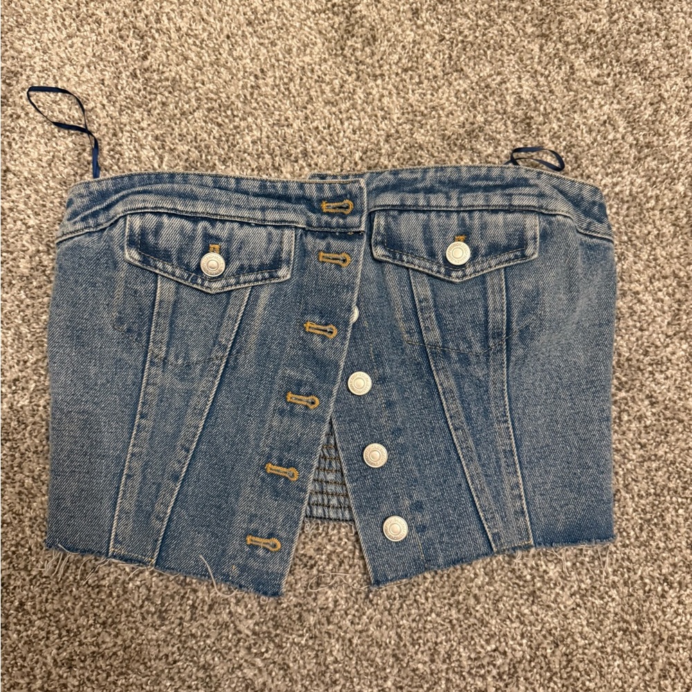 Paper moon Denim Button-Up Bustier Top